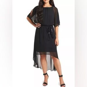MSK Black High Low Chiffon Dress